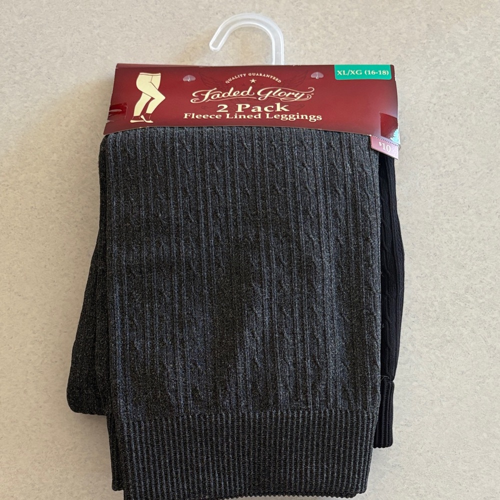 Faded Glory Fleece Lined Leggings - 2 Pack